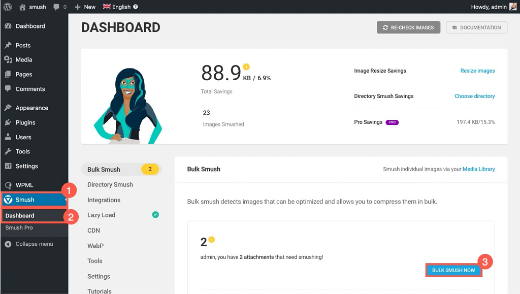smush plugin for wordpress